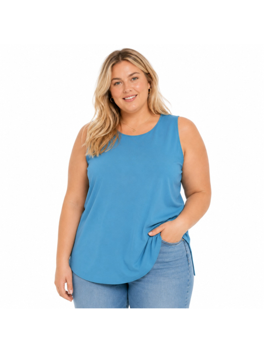 Women’s Plus Size Zenana Sleeveless Side Slit Top – Teal – Size 2XL – NIP